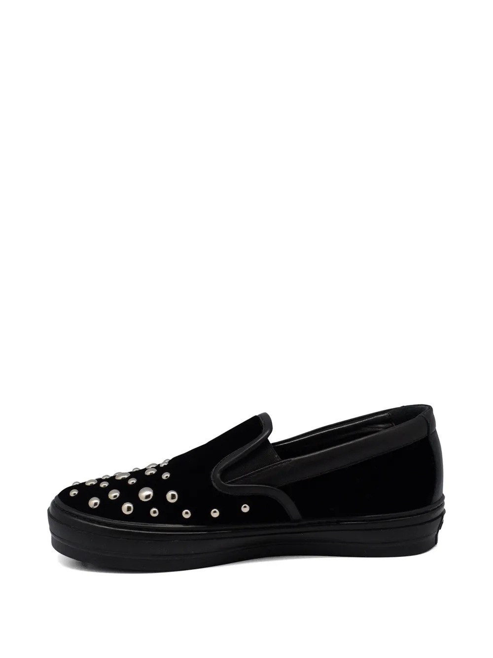 Ferragamo stud-embellished velvet loafers Zwart
