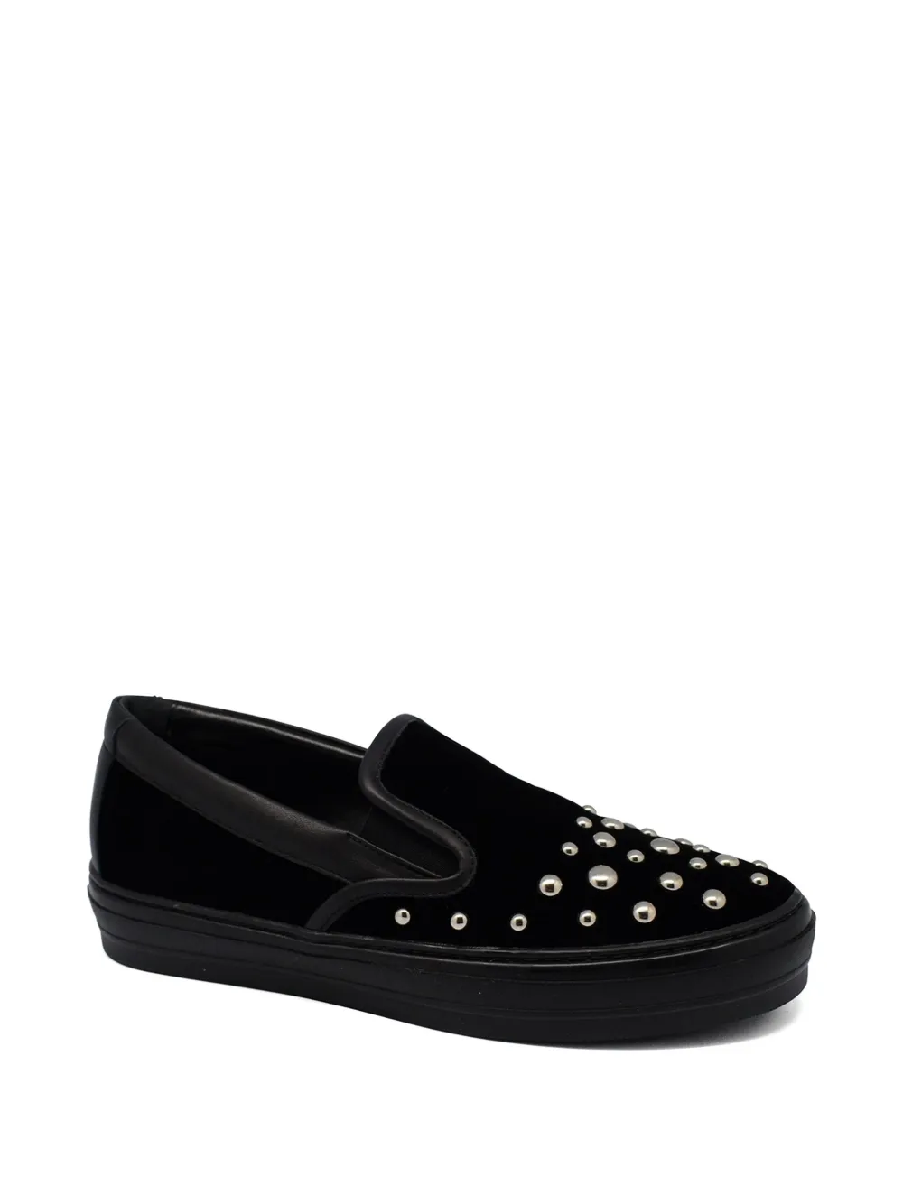 Ferragamo stud-embellished velvet loafers Zwart