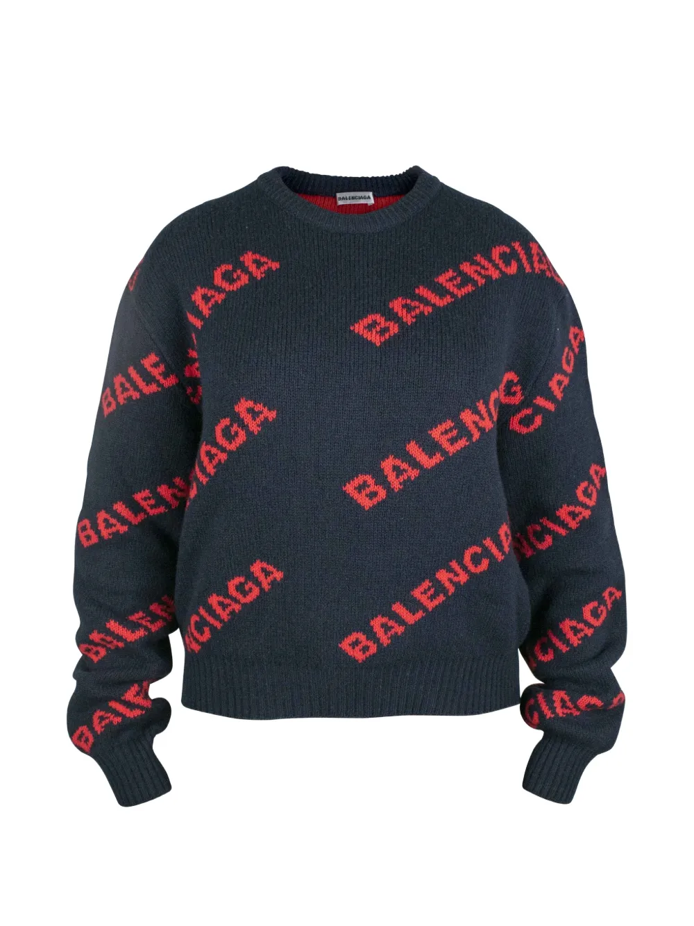 Balenciaga Maglione con decorazione logo - Blu