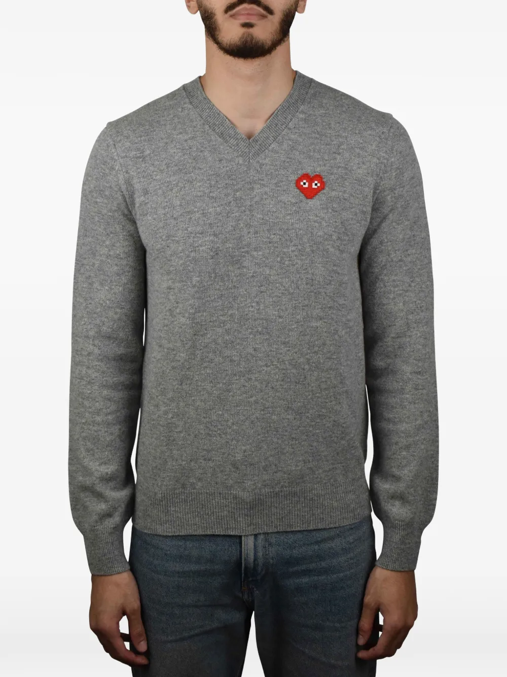 Comme des Garçons Homme Trui met V-hals Grijs