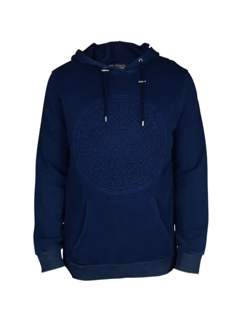 Balmain embossed-logo hoodie