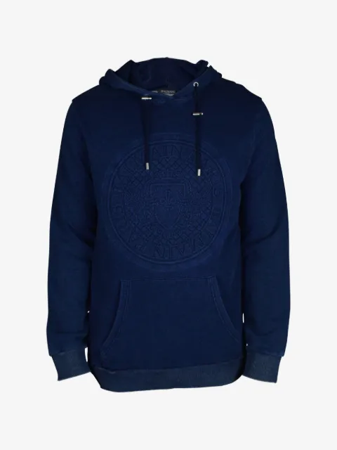 Balmain embossed-logo hoodie