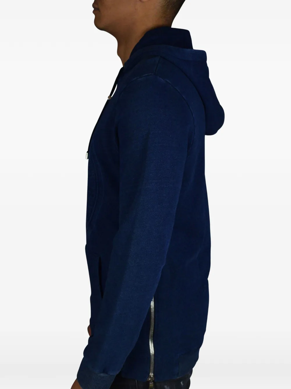 Balmain Hoodie met logo-reliëf Blauw