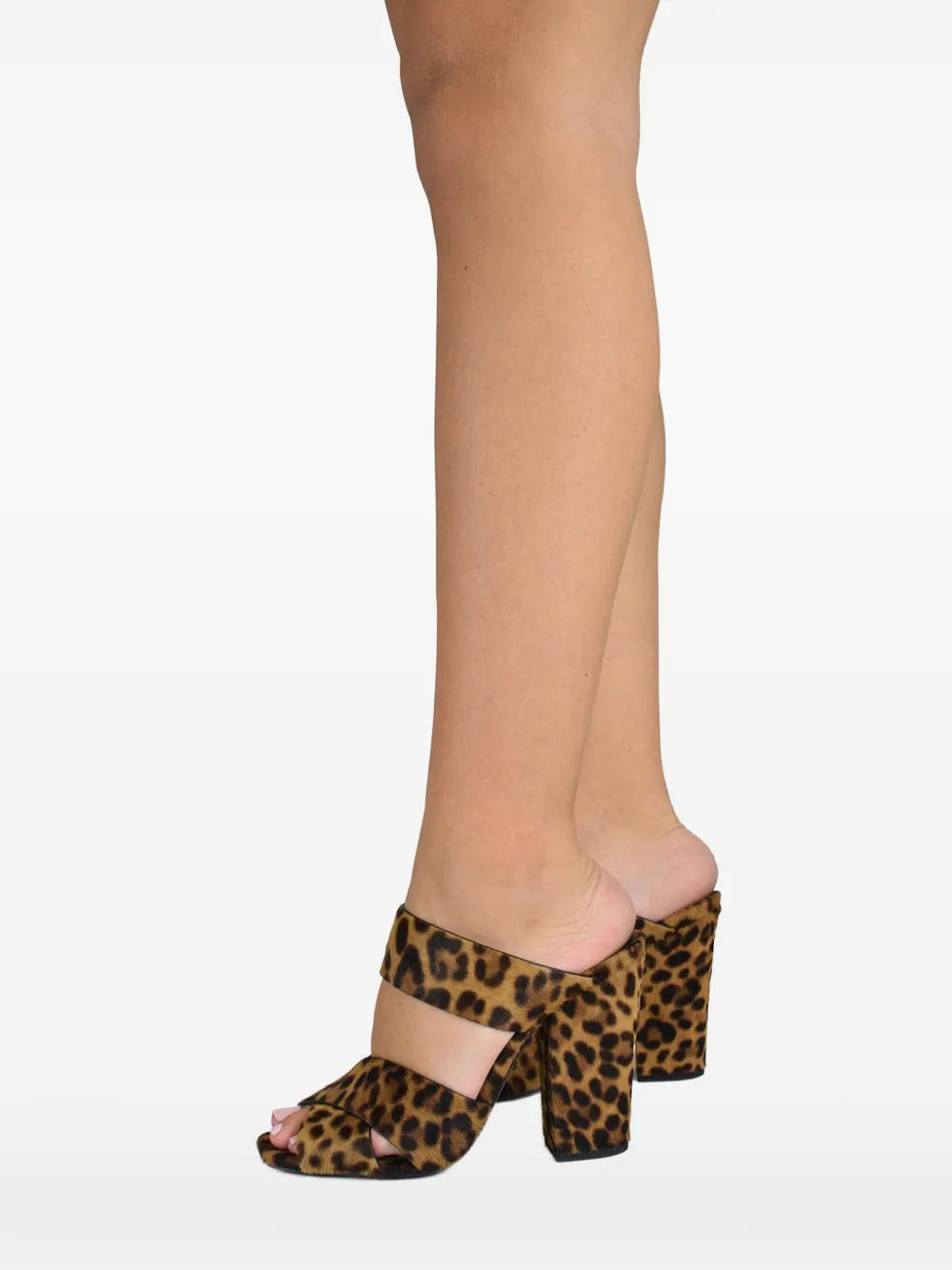 Saint Laurent Leopard-pattern Sandals In Brown