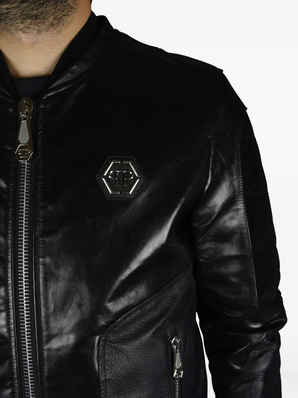 Philipp Plein Bomberjack met logo-applicatie Zwart