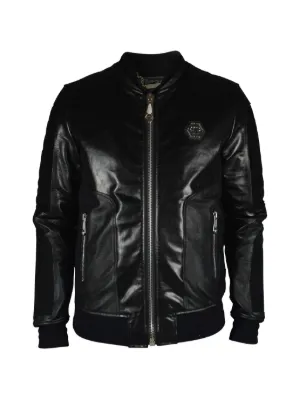 Philipp Plein レザー ボンバージャケット | ブラック | FARFETCH JP
