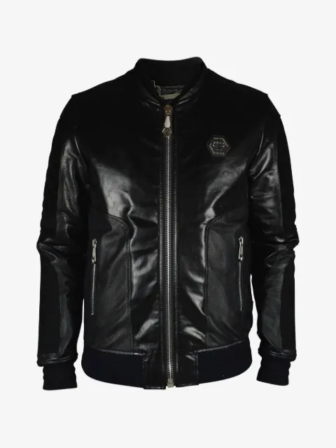 Philipp Plein logo-appliqué bomber jacket