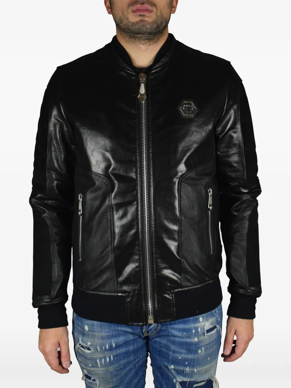Philipp Plein Bomberjack met logo-applicatie Zwart
