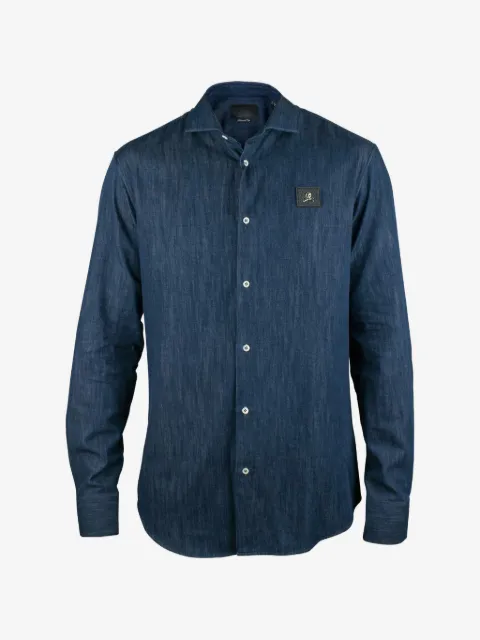 Philipp Plein camisa de mezclilla con parche del logo