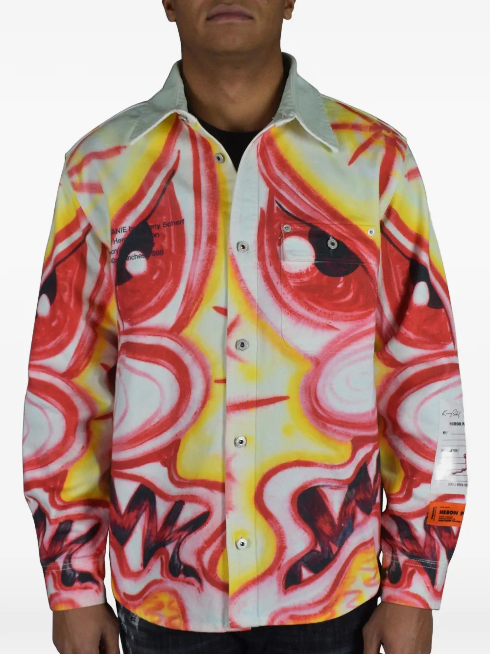 Heron Preston Multicolored Denim Jacket In Red