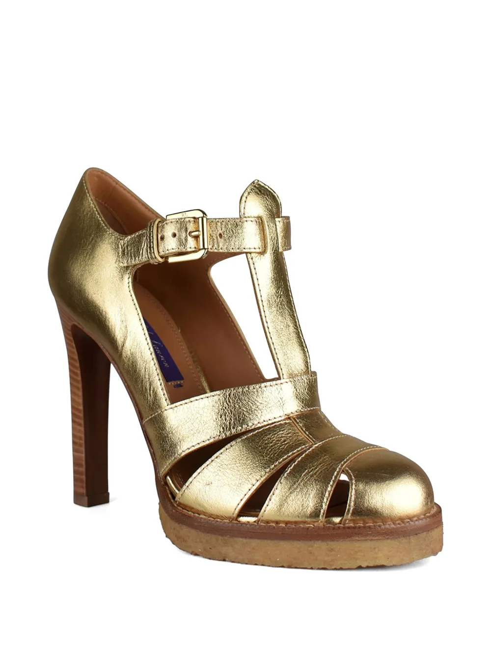Lauren Ralph Lauren Kayda sandalen met metallic gesp en bandje Goud