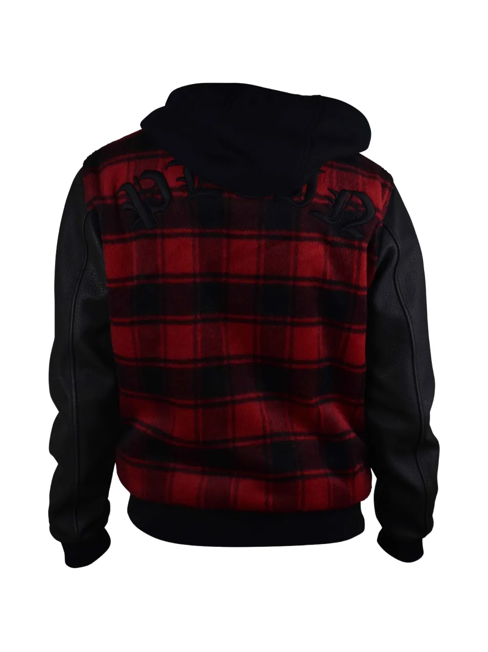 Philipp Plein Red And Black Check Pattern Bomber Jacket In Black