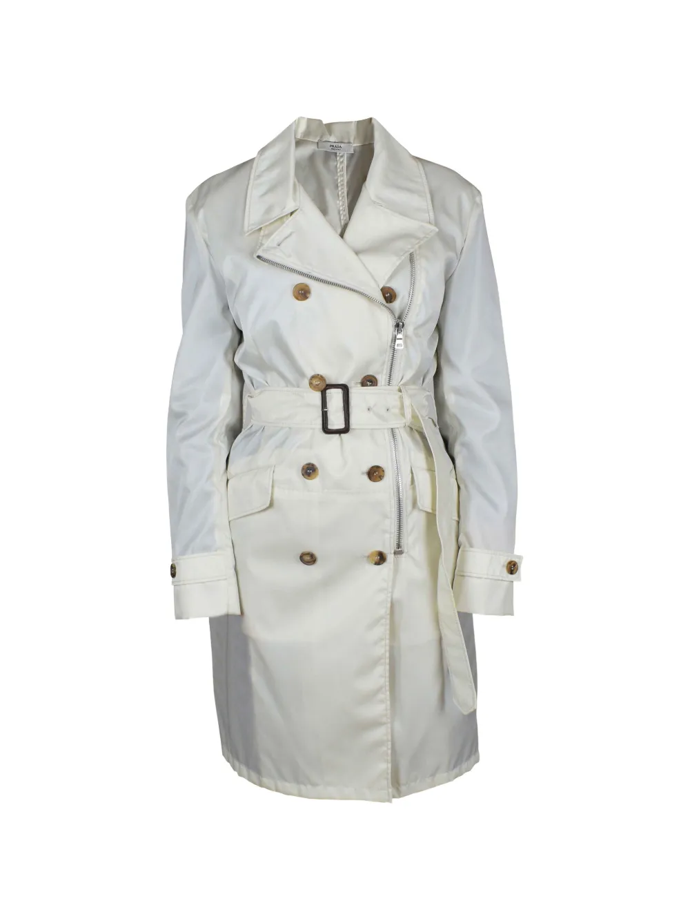 Prada Cappotto con cintura - Bianco