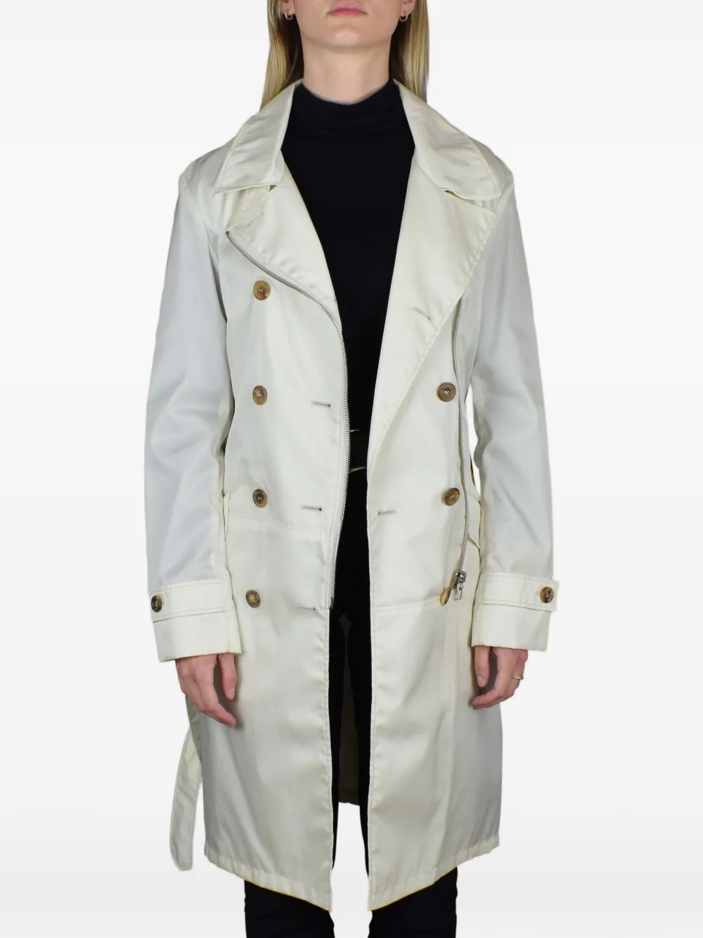 Prada Zip Belted Coat In White