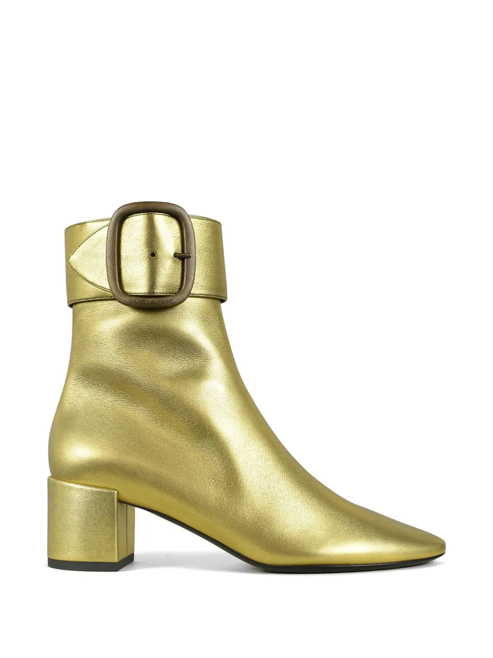 Saint Laurent Joplin leren laarzen met gespbandje Goud