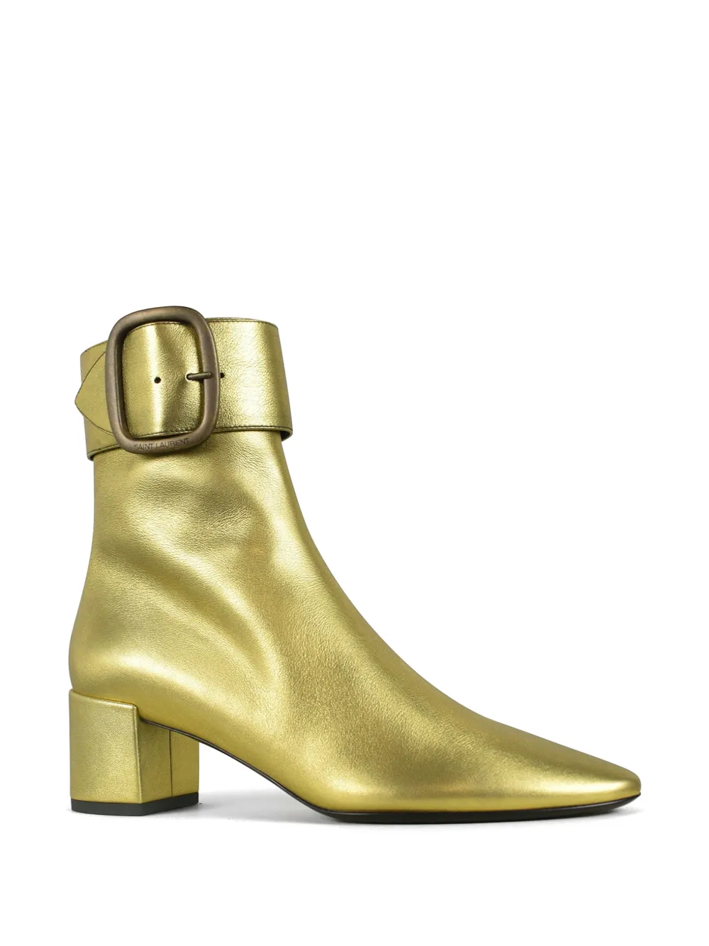 Saint Laurent Joplin leren laarzen met gespbandje Goud