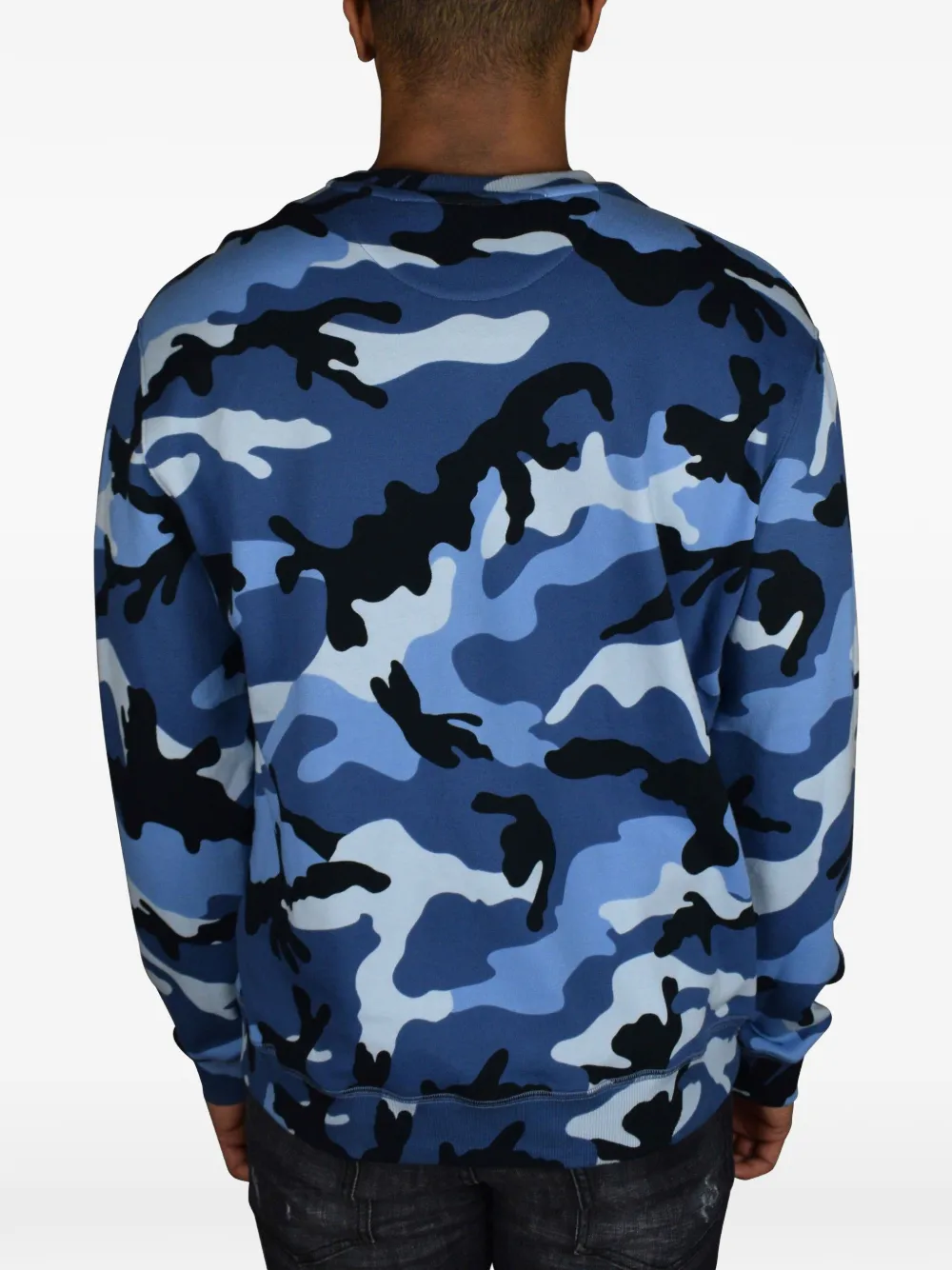 Valentino Garavani Sweater met camouflage-print en borstzak Blauw