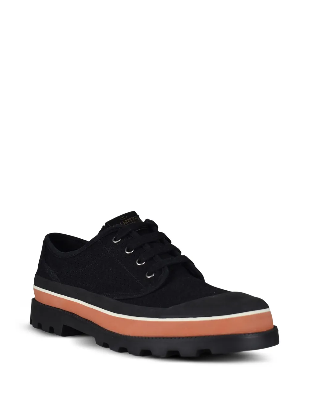 Valentino Garavani perforated-canvas lace-up sneakers Zwart