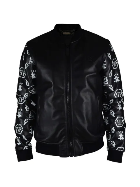 Philipp Plein chamarra bomber de piel