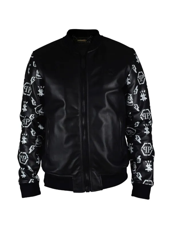 Philipp Plein レザー ボンバージャケット | ブラック | FARFETCH JP