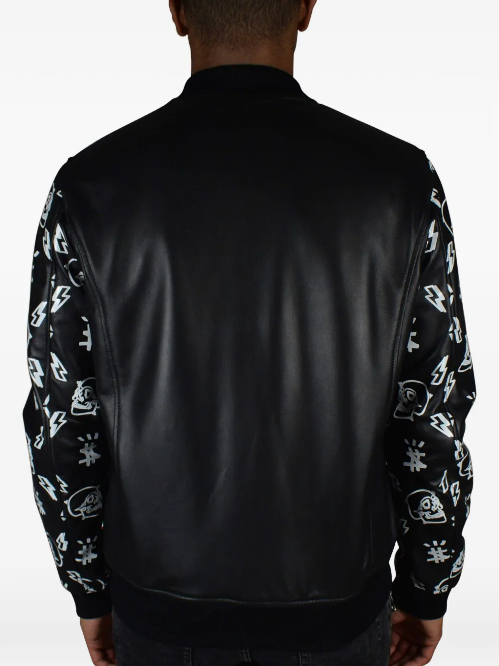 Philipp Plein Leren bomberjack Zwart
