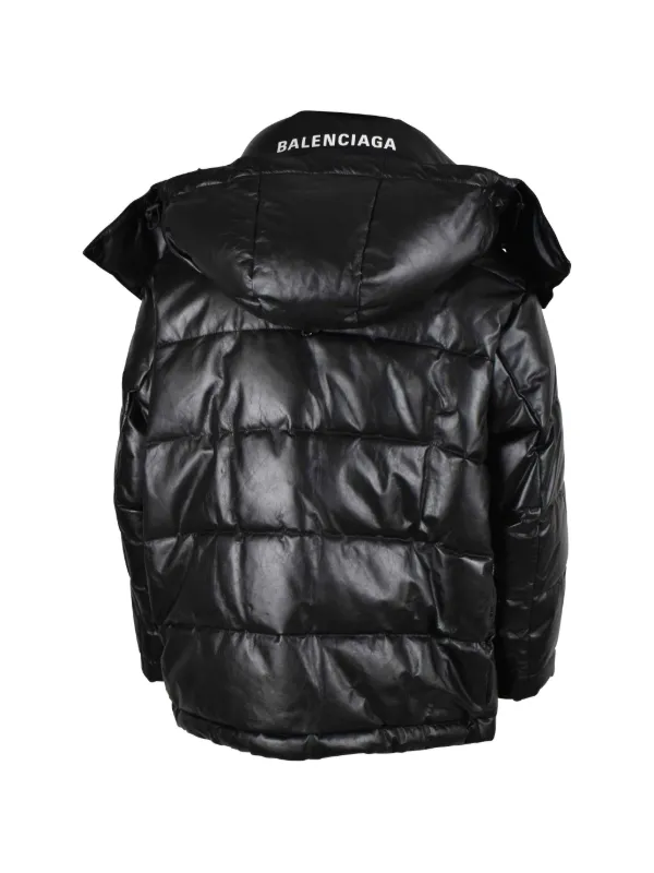 Balenciaga Quilted removable-hood Down Jacket | Black | FARFETCH