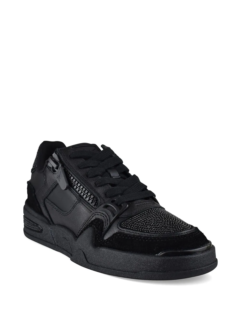 Giuseppe Zanotti Ghost leren sneakers met stras en rits Zwart