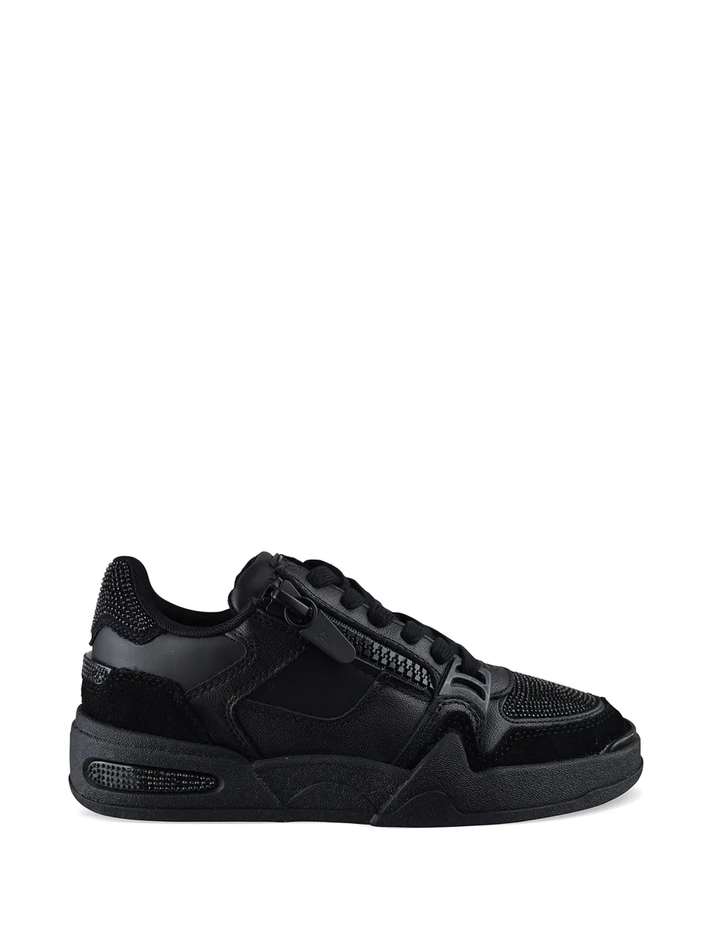 Giuseppe Zanotti Sneakers Ghost in pelle con strass - Nero