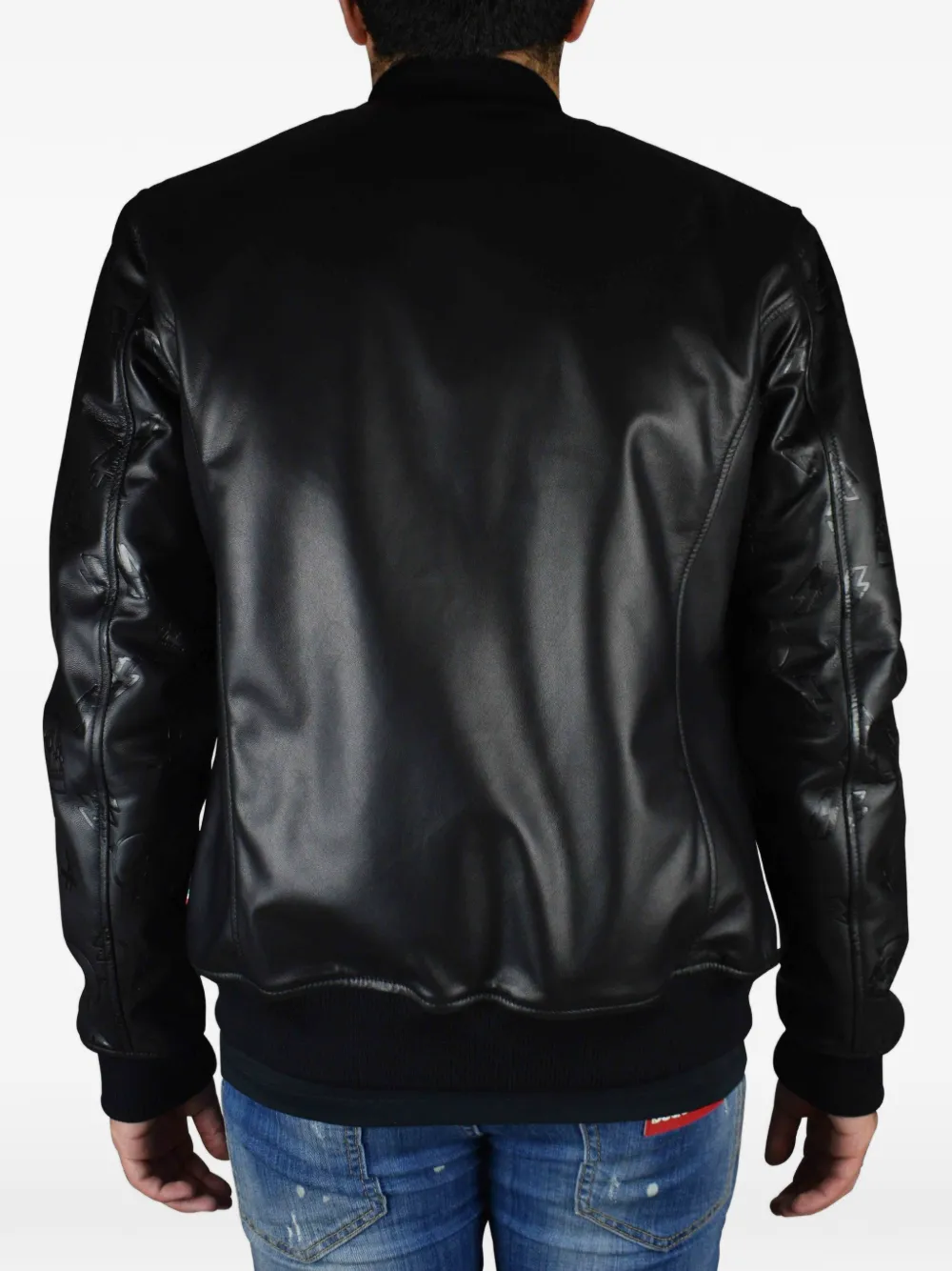 Philipp Plein Leren bomberjack Zwart
