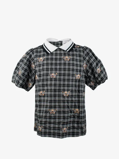 Burberry Kids checkered bear-print blouse