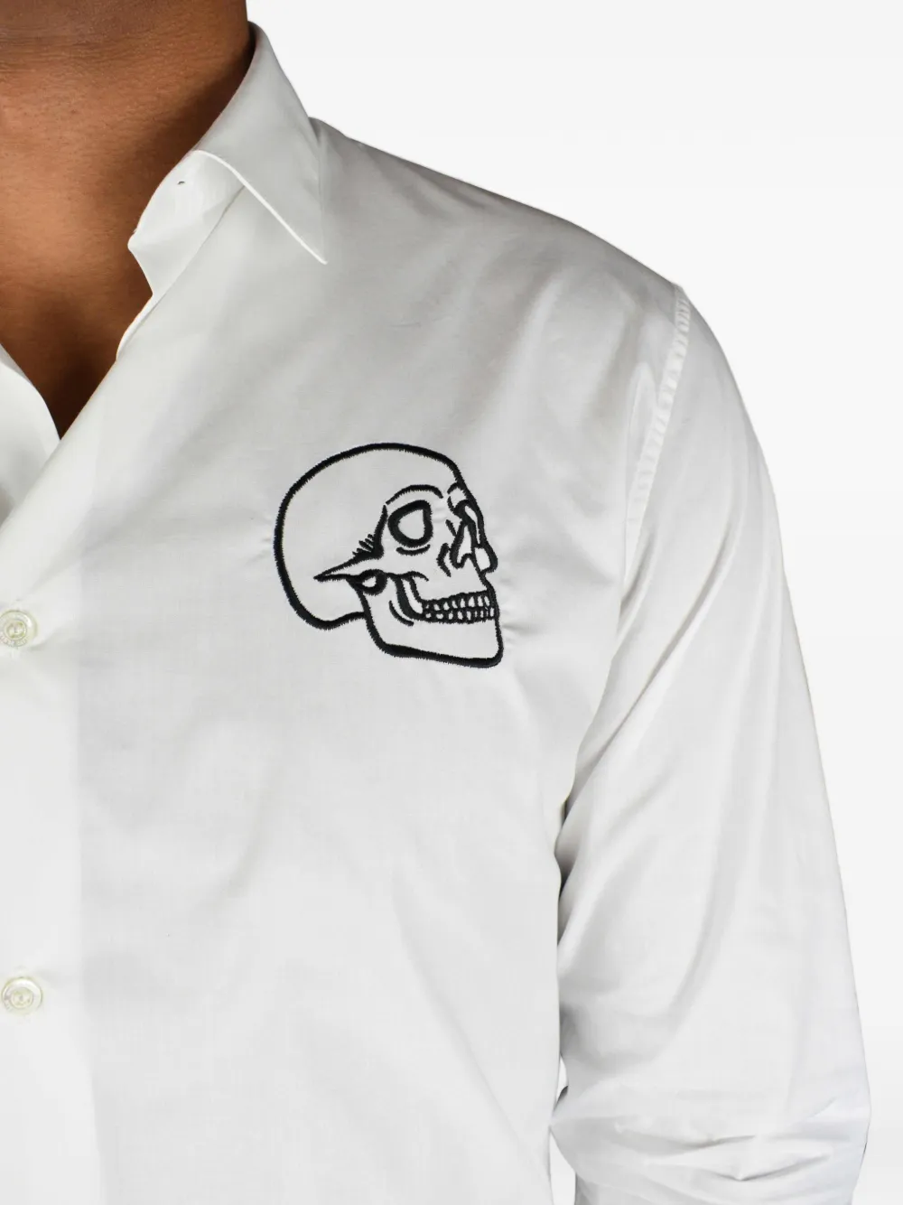 Philipp Plein T-shirt met geborduurde doodskop Wit