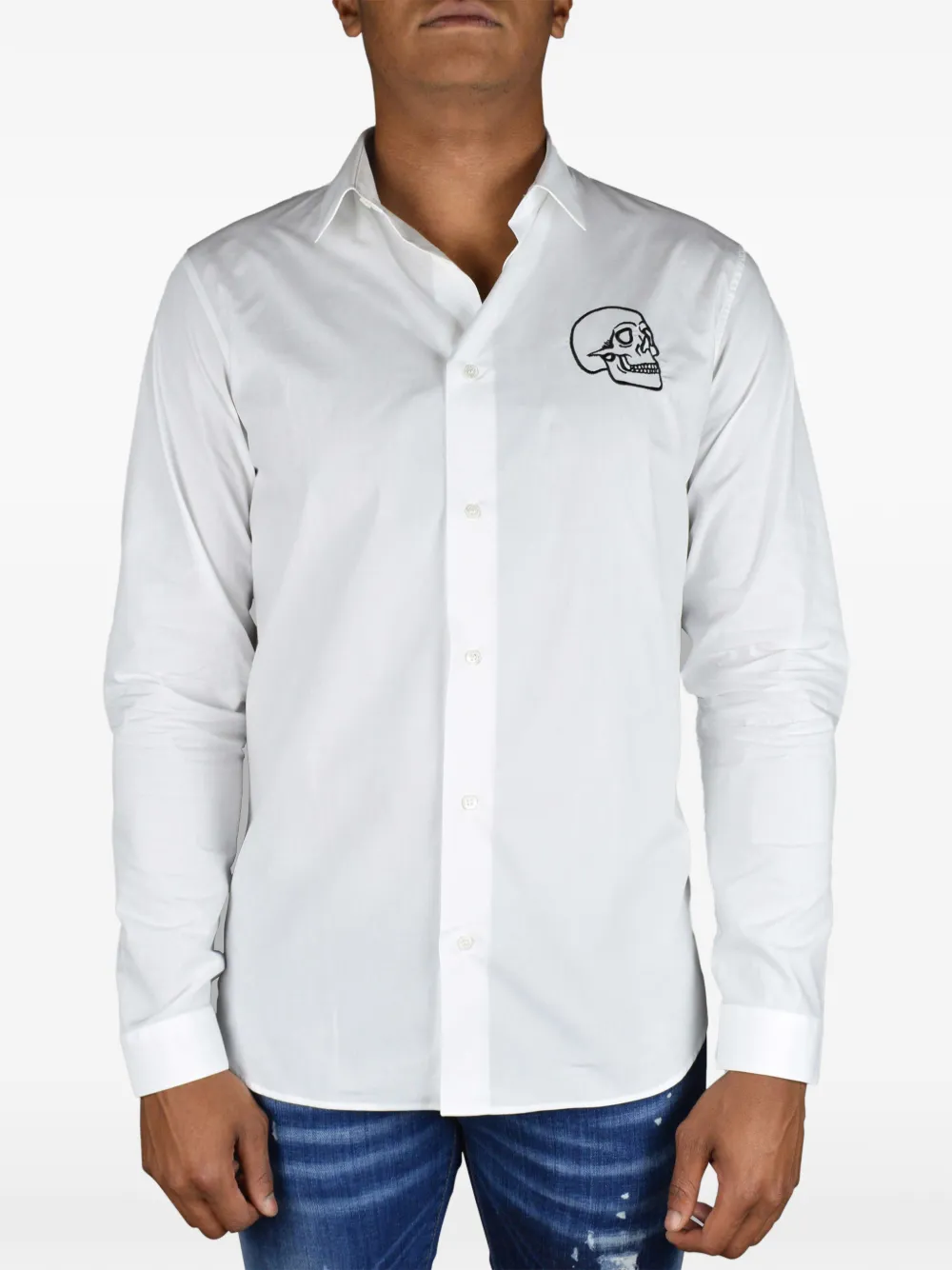 Philipp Plein T-shirt met geborduurde doodskop Wit