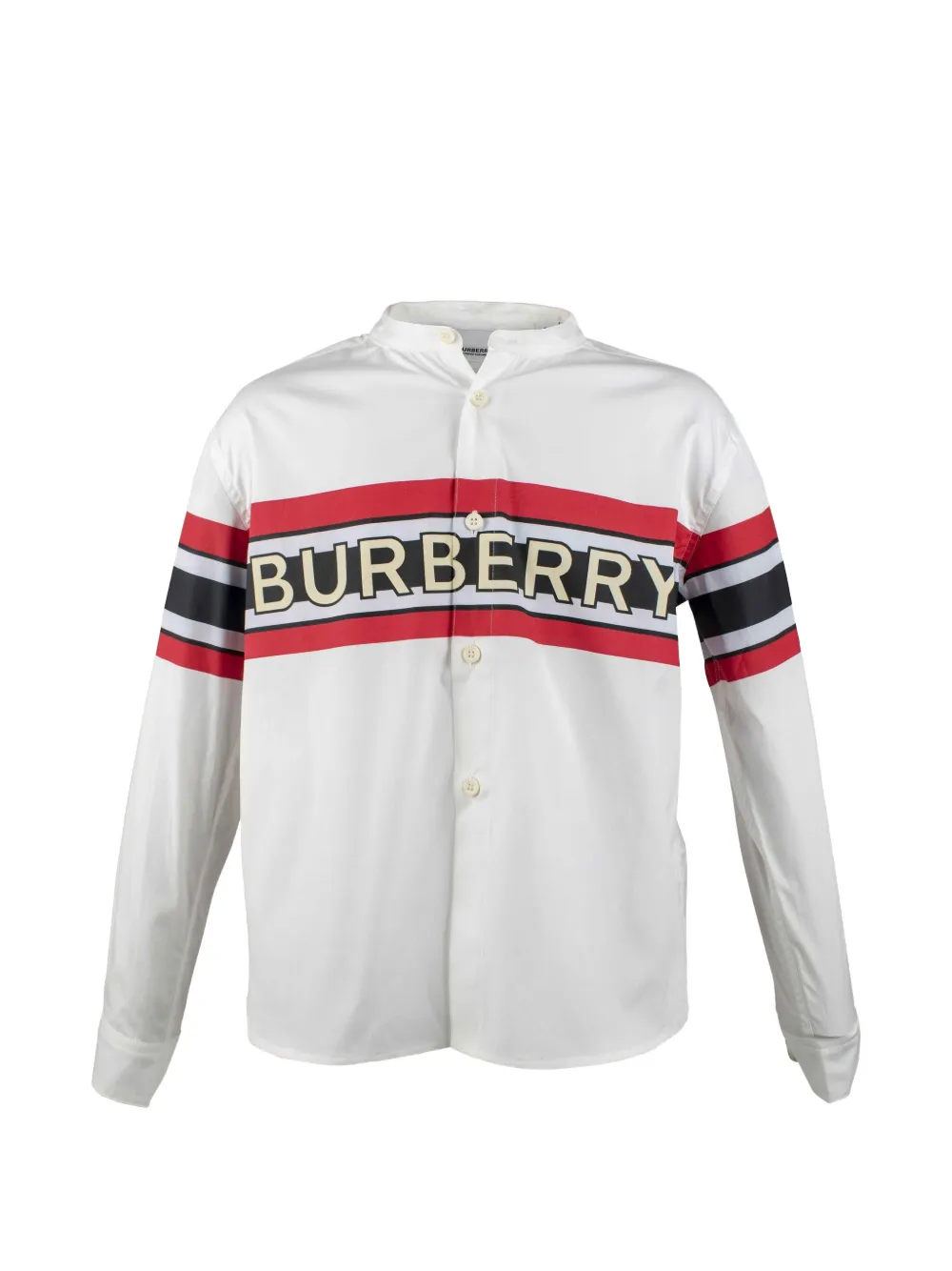Burberry Kids Camicia a righe con stampa logo - Bianco
