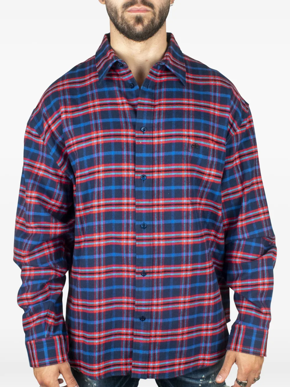 Balenciaga Geruit shirtjack Blauw