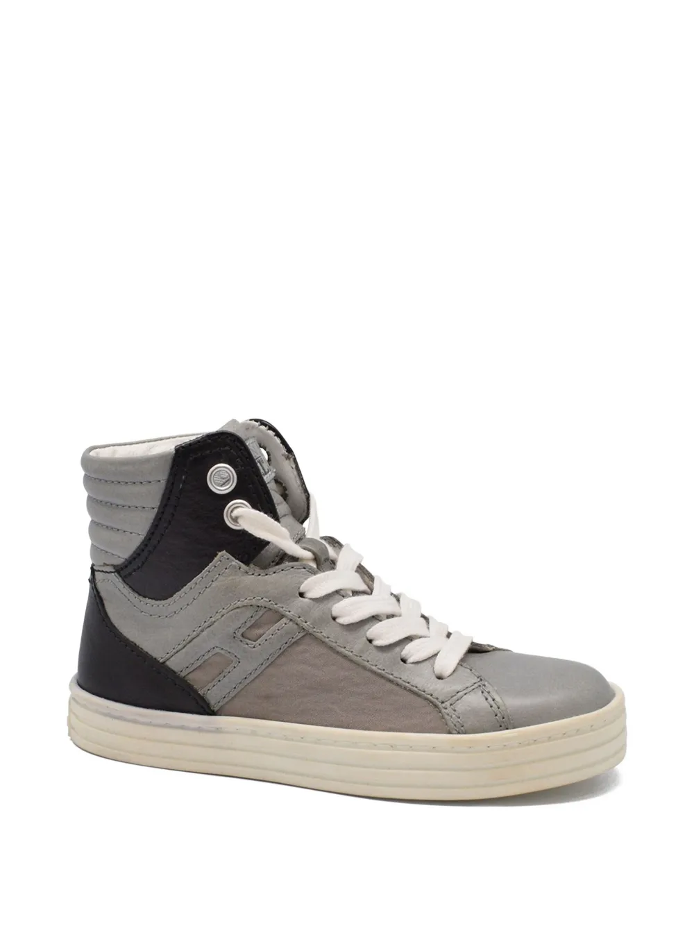 Hogan Kids' High-top Leather Sneakers In Gray
