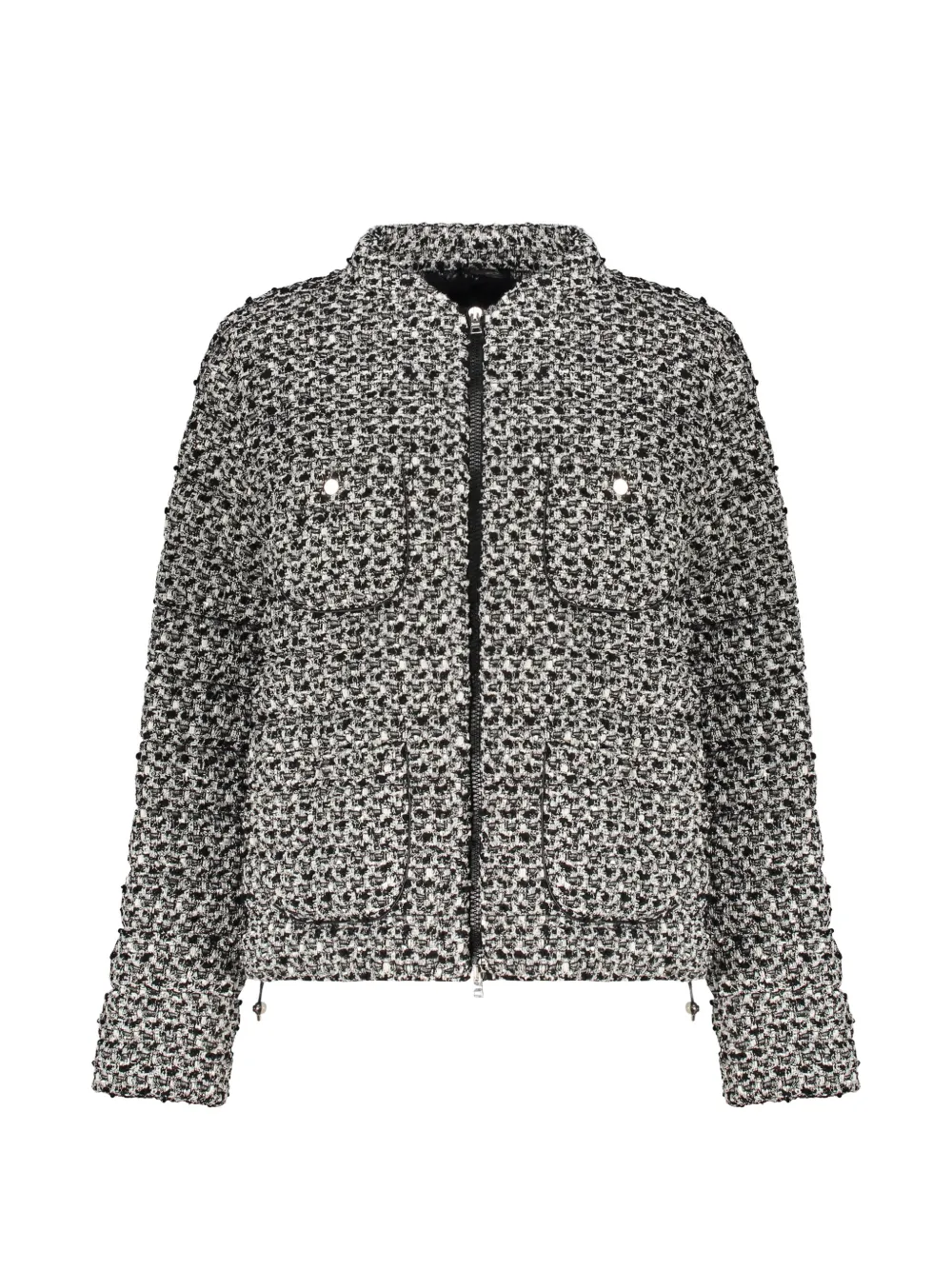 Herno Zip-up Bouclé Puffer Jacket In Black