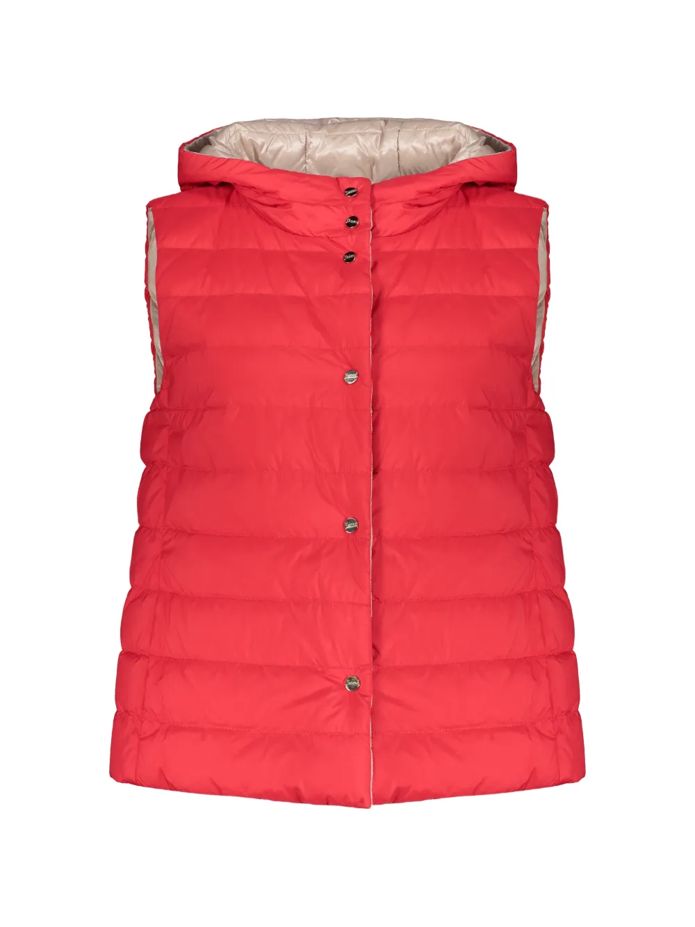 Herno Hooded Quilted Gilet In Red