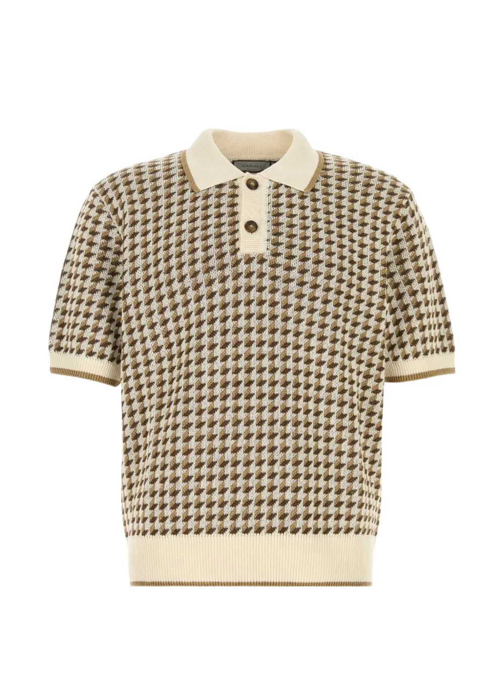 Canali houndstooth-pattern polo shirt - Nude