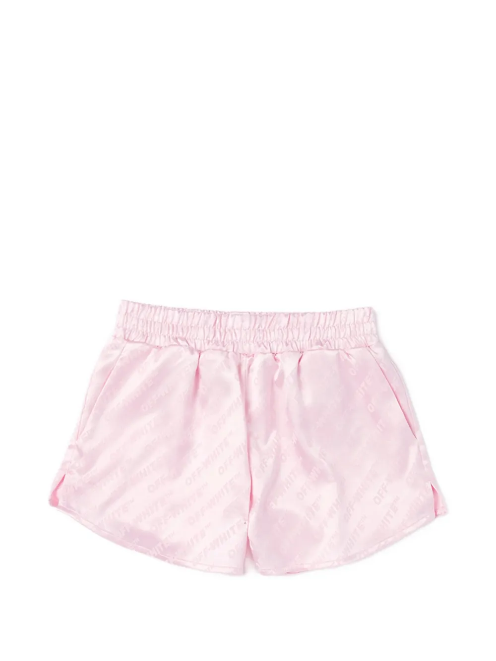 Off-White Kids logo-jacquard satin shorts - Rosa