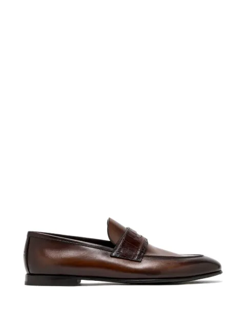Barrett crocodile-effect leather loafers