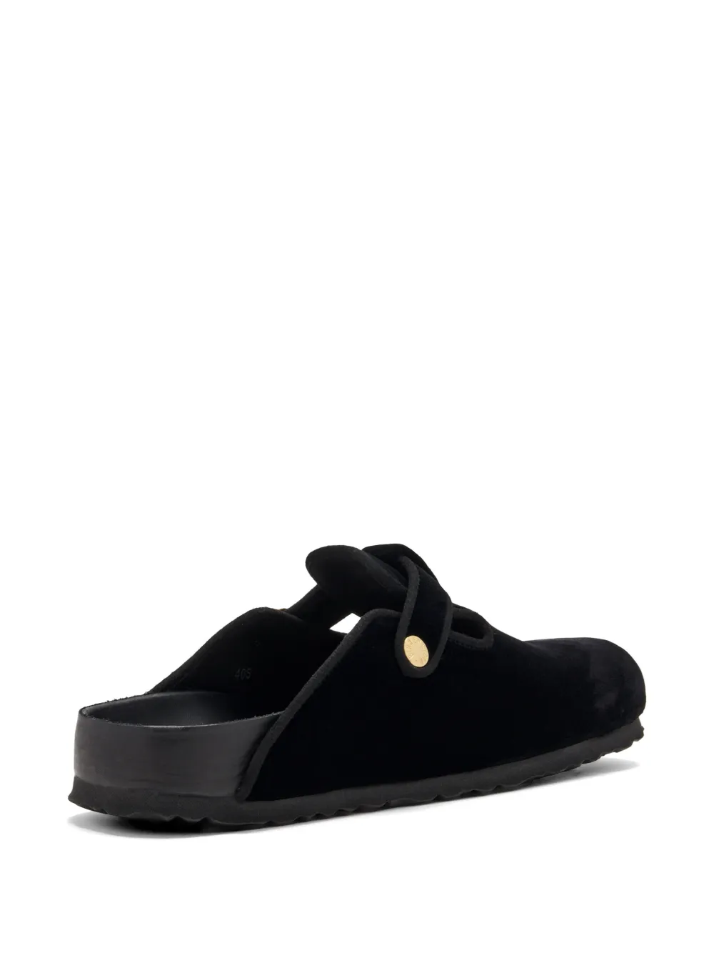 Birkenstock buckle-detail velvet sandals Zwart