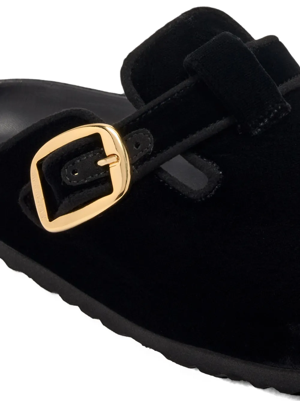 Birkenstock buckle-detail velvet sandals Zwart