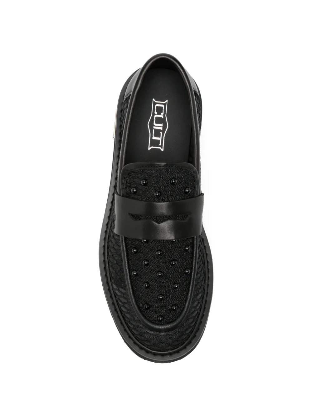 Cult Slash beaded leather sneakers Zwart