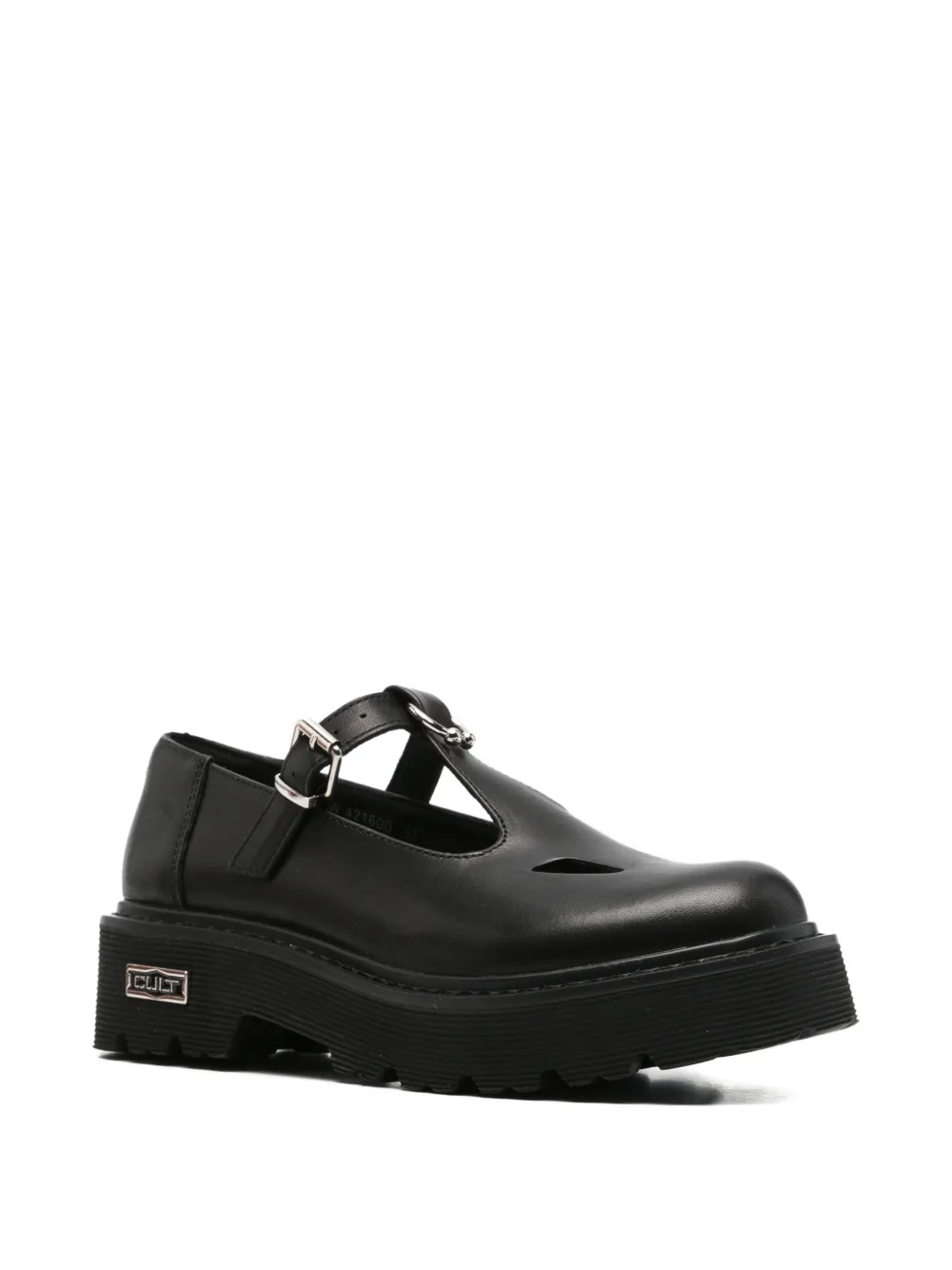 Cult Slash leren loafers met gespband Zwart