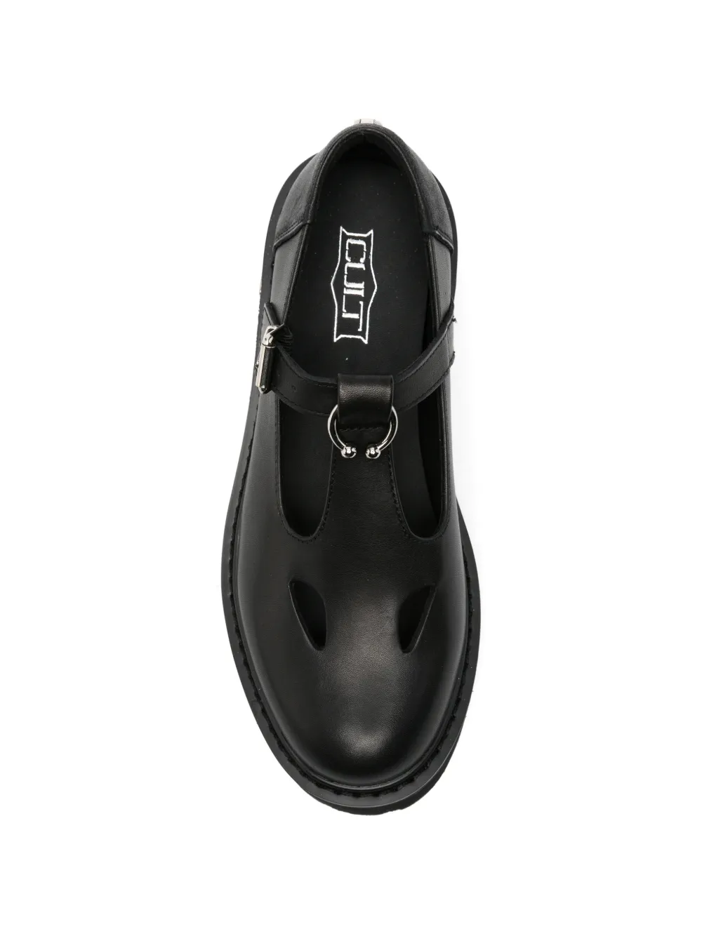Cult Slash leren loafers met gespband Zwart