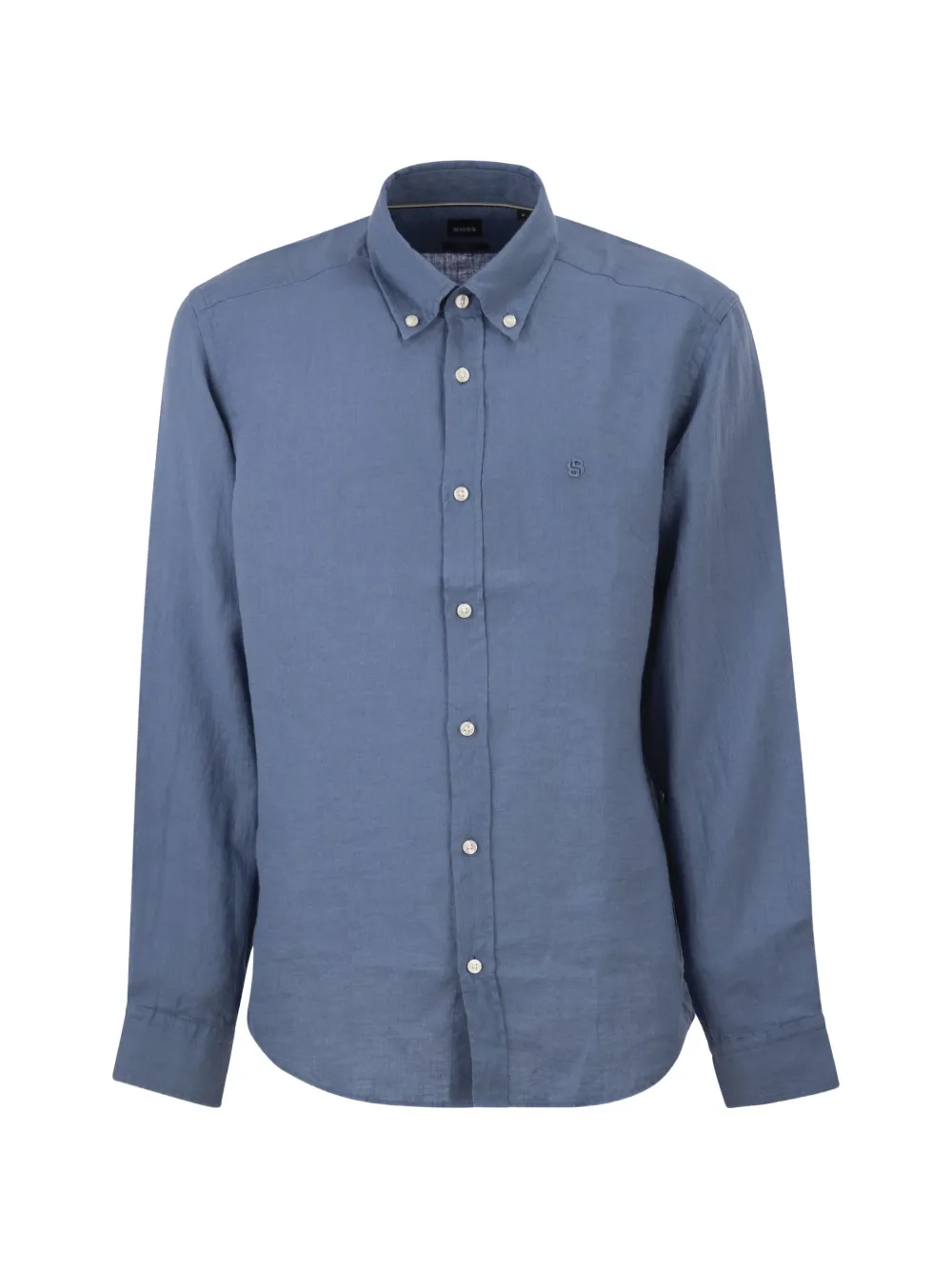 BOSS button-down linen shirt - Blau