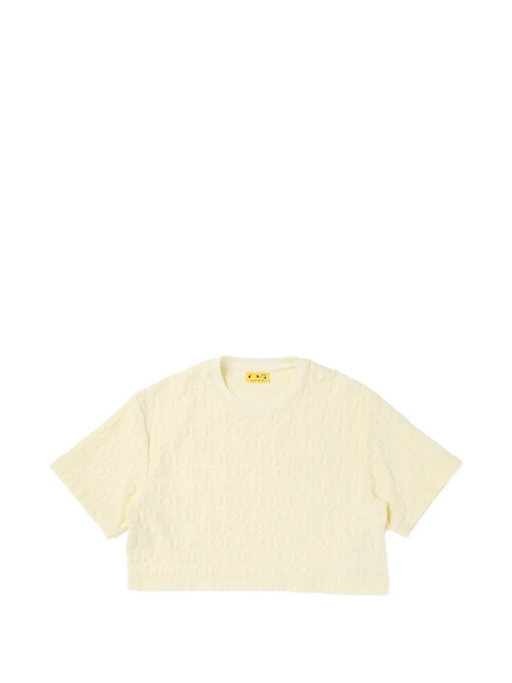 Off-White Kids logo-embossed cropped T-shirt - Giallo