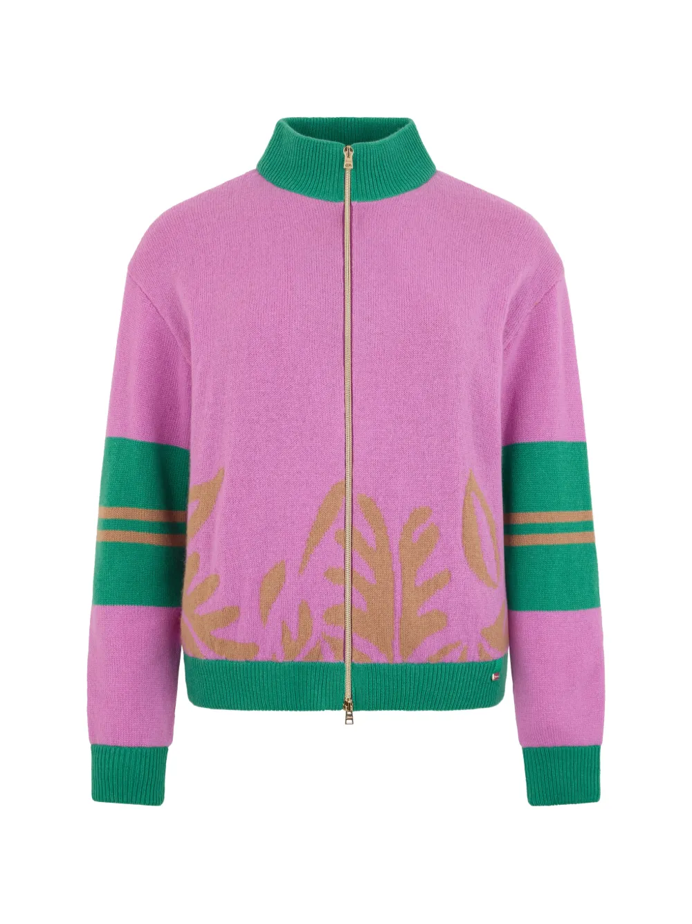 Herno zip-up leaf-pattern cardigan - Rosa