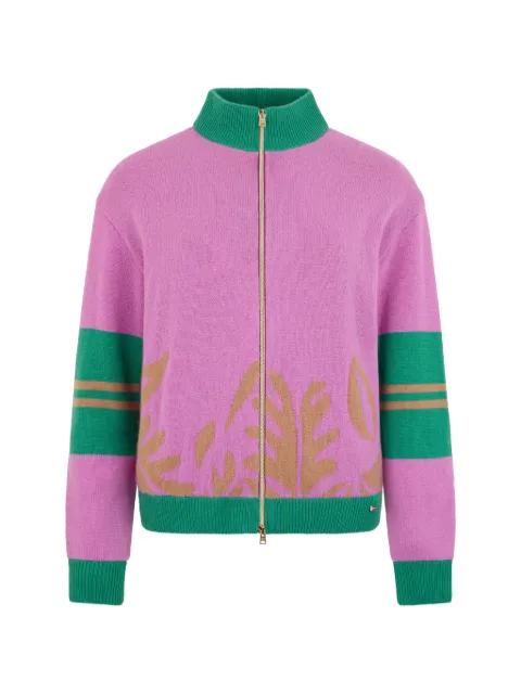 Herno zip-up leaf-pattern cardigan