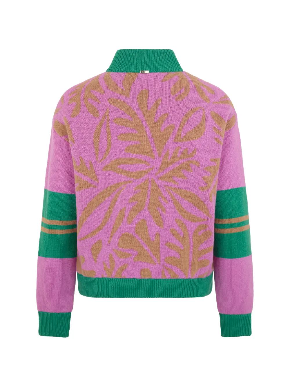 Herno Vest met bladerpatroon en rits Roze